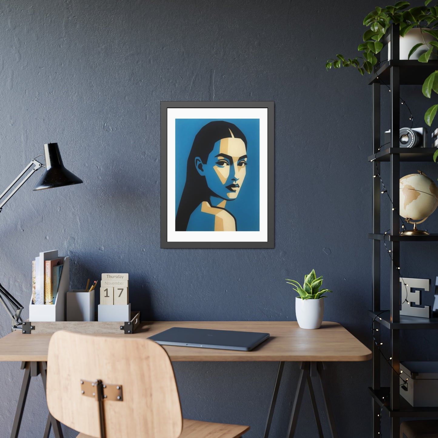 Framed Art Print — Blue Pop Portrait Poster