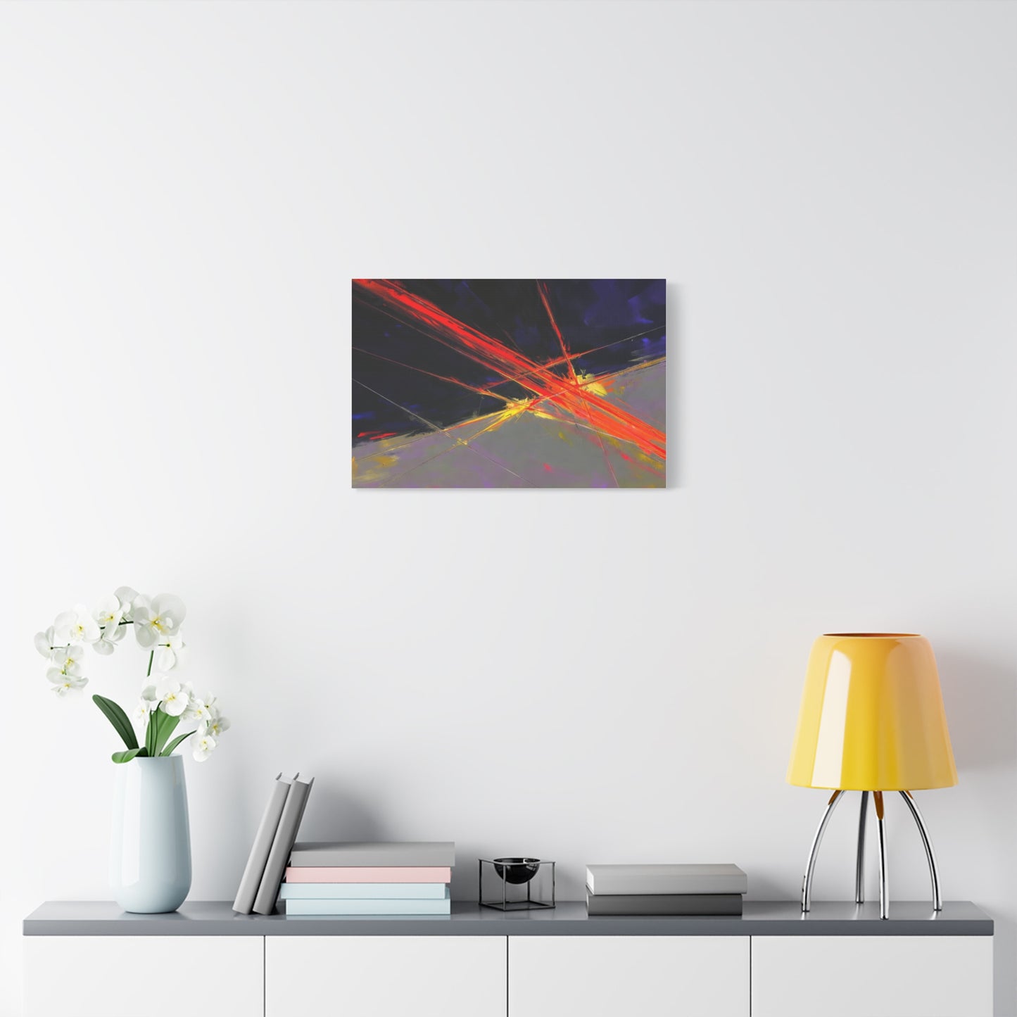 Abstract Red Streaks Matte Canvas Print — Modern Geometric Wall Art