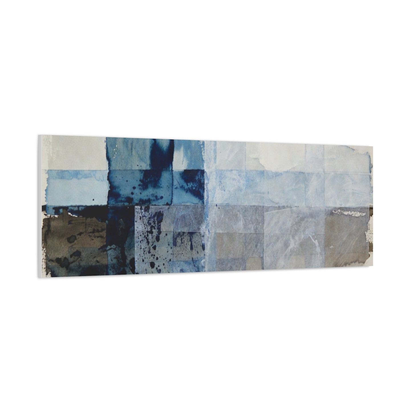 Abstract Blue Geometric Canvas Art — Stretched Matte Wall Decor