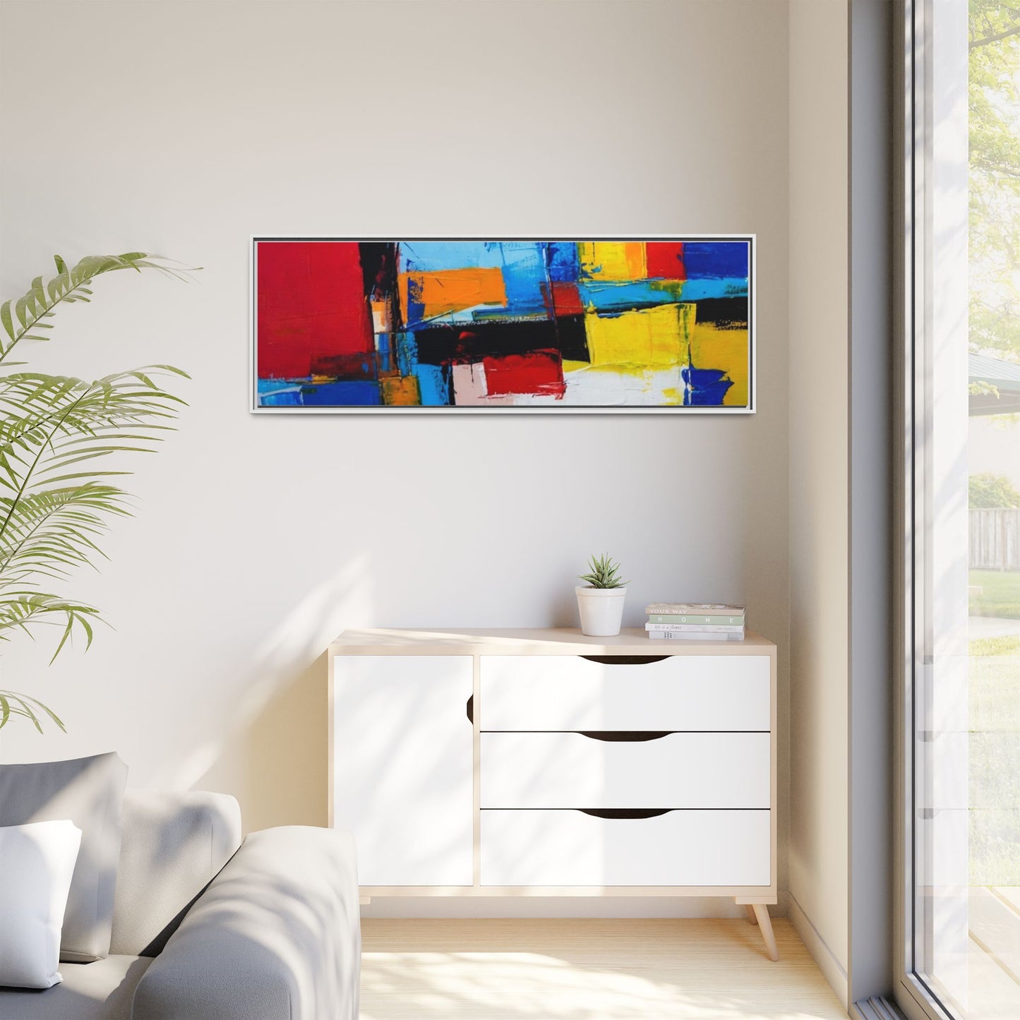 Abstract Color Block Matte Canvas Framed Wall Art