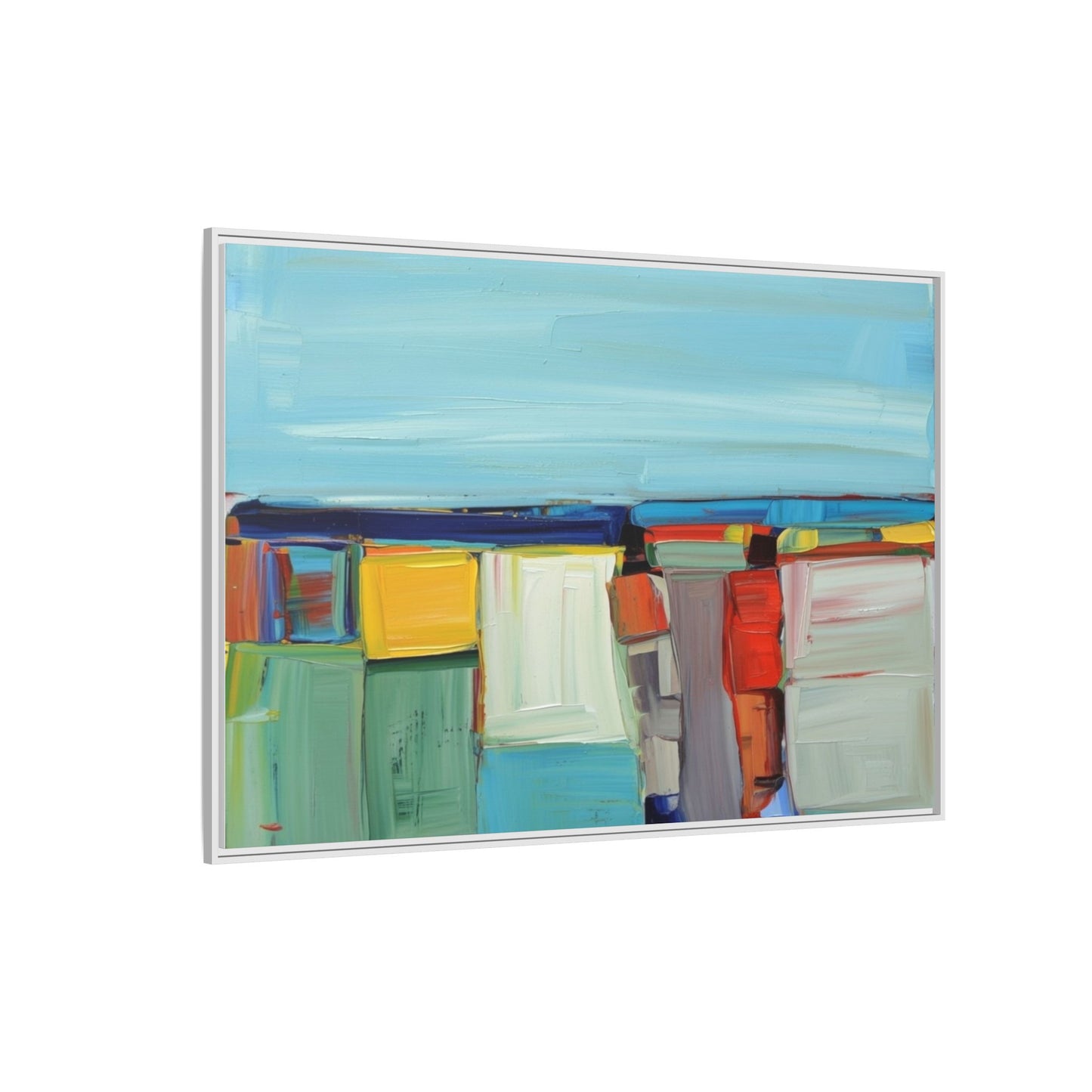 Abstract Coastal Blocks Matte Canvas Print (Framed)