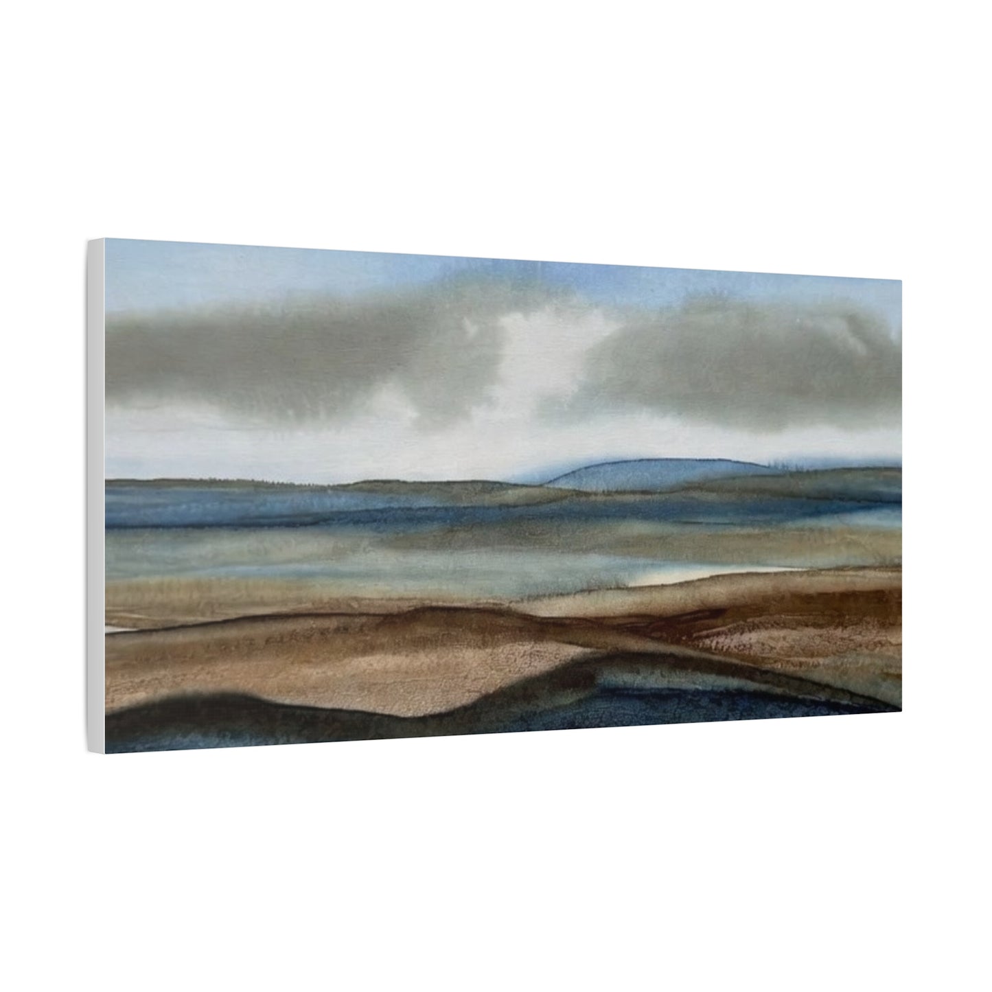 Coastal Mist Matte Canvas Print — Serene Blue-Brown Landscape Wall Art