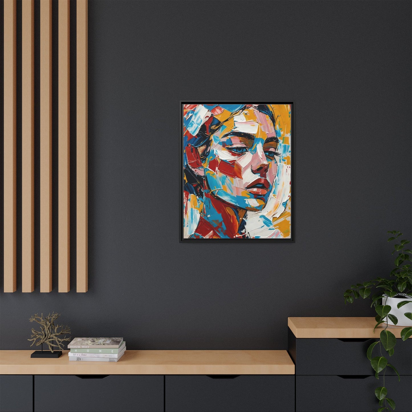 Colorful Abstract Portrait Framed Canvas Print