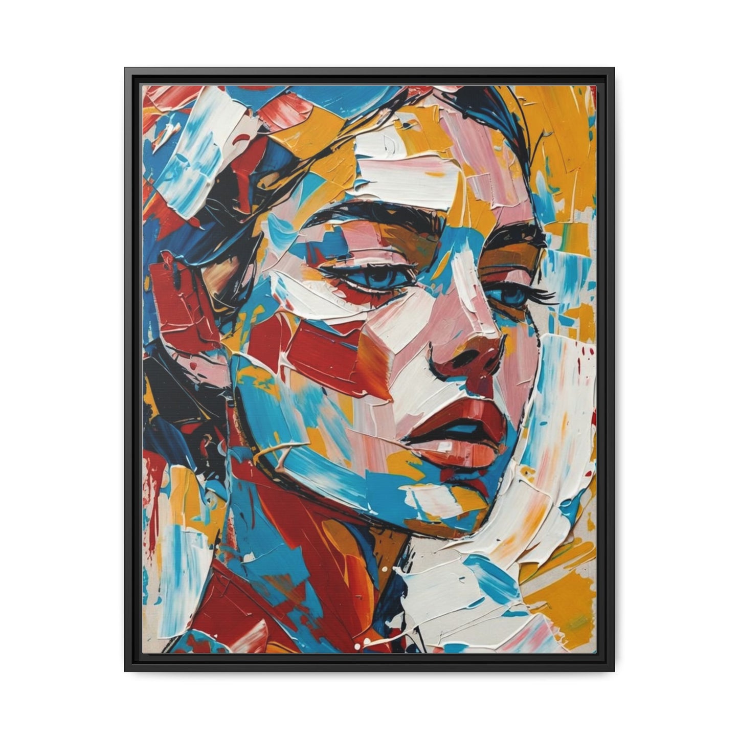 Colorful Abstract Portrait Framed Canvas Print