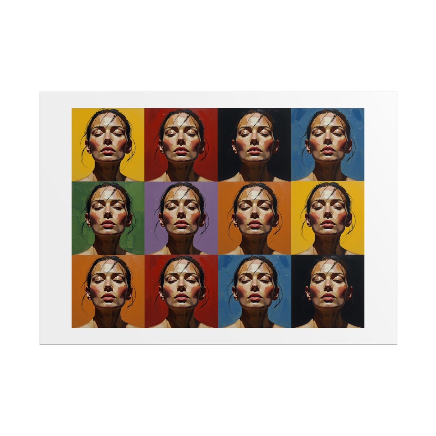Rolled Poster — Pop Art Portrait Wall Print (Color Grid, 12-Panel)