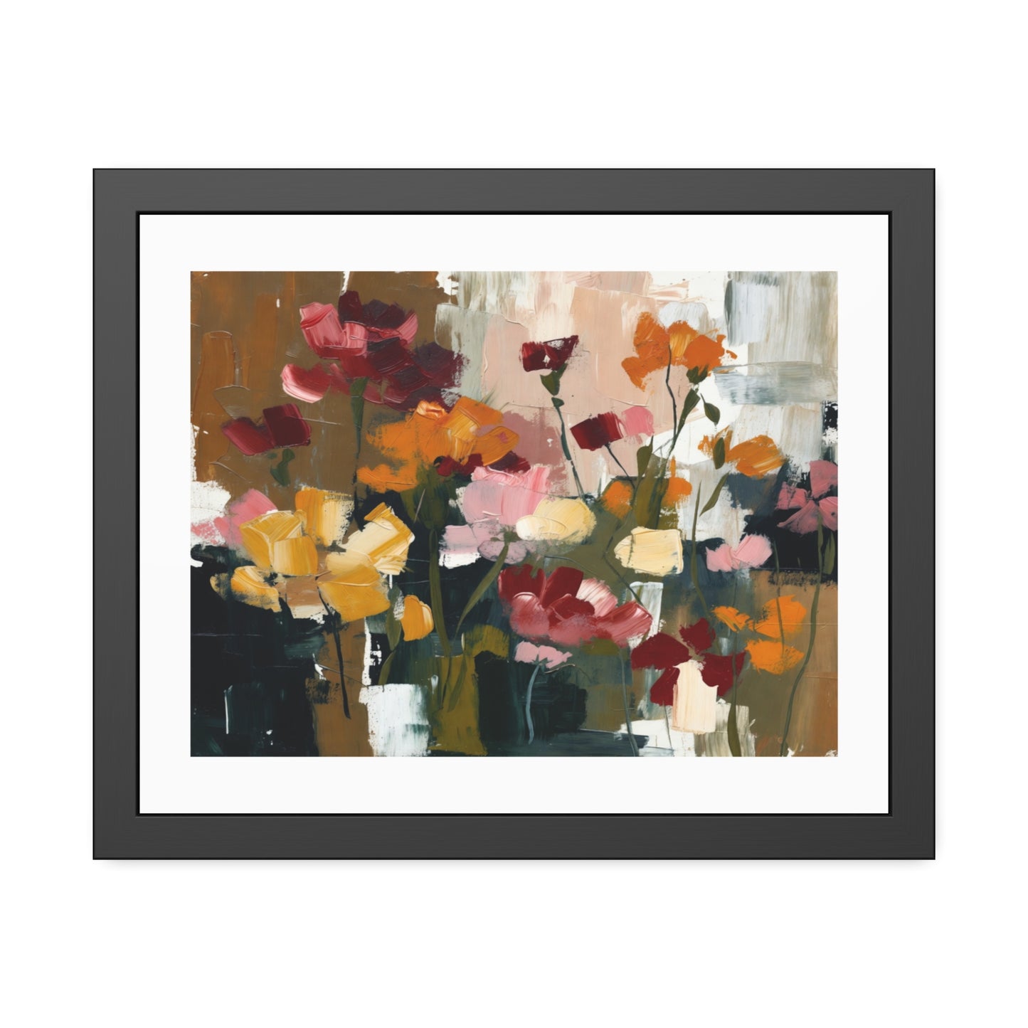 Framed Floral Art Print — Abstract Wildflower Poster for Living Room & Bedroom Décor