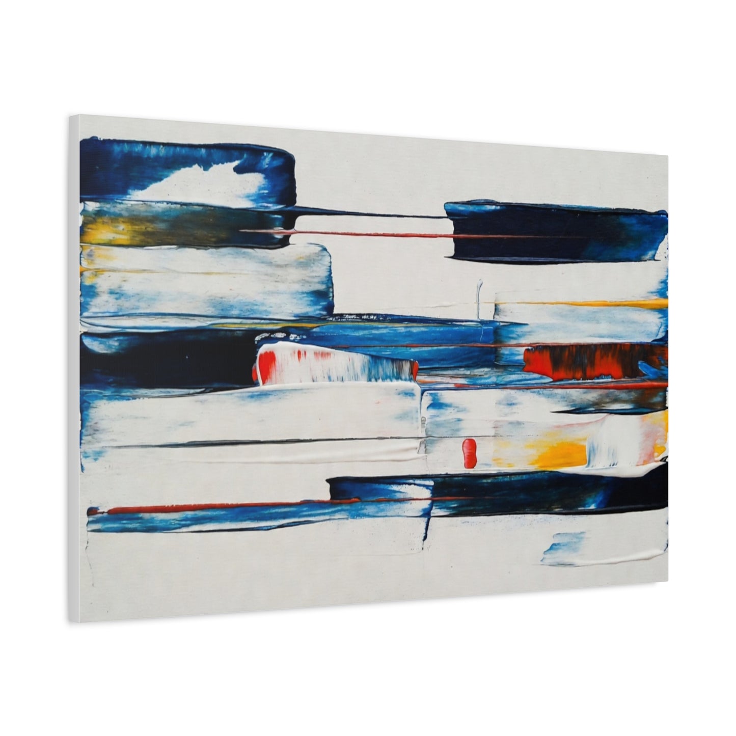 Abstract Blue Brushstroke Canvas Wall Art — Modern Stretched Matte Canvas