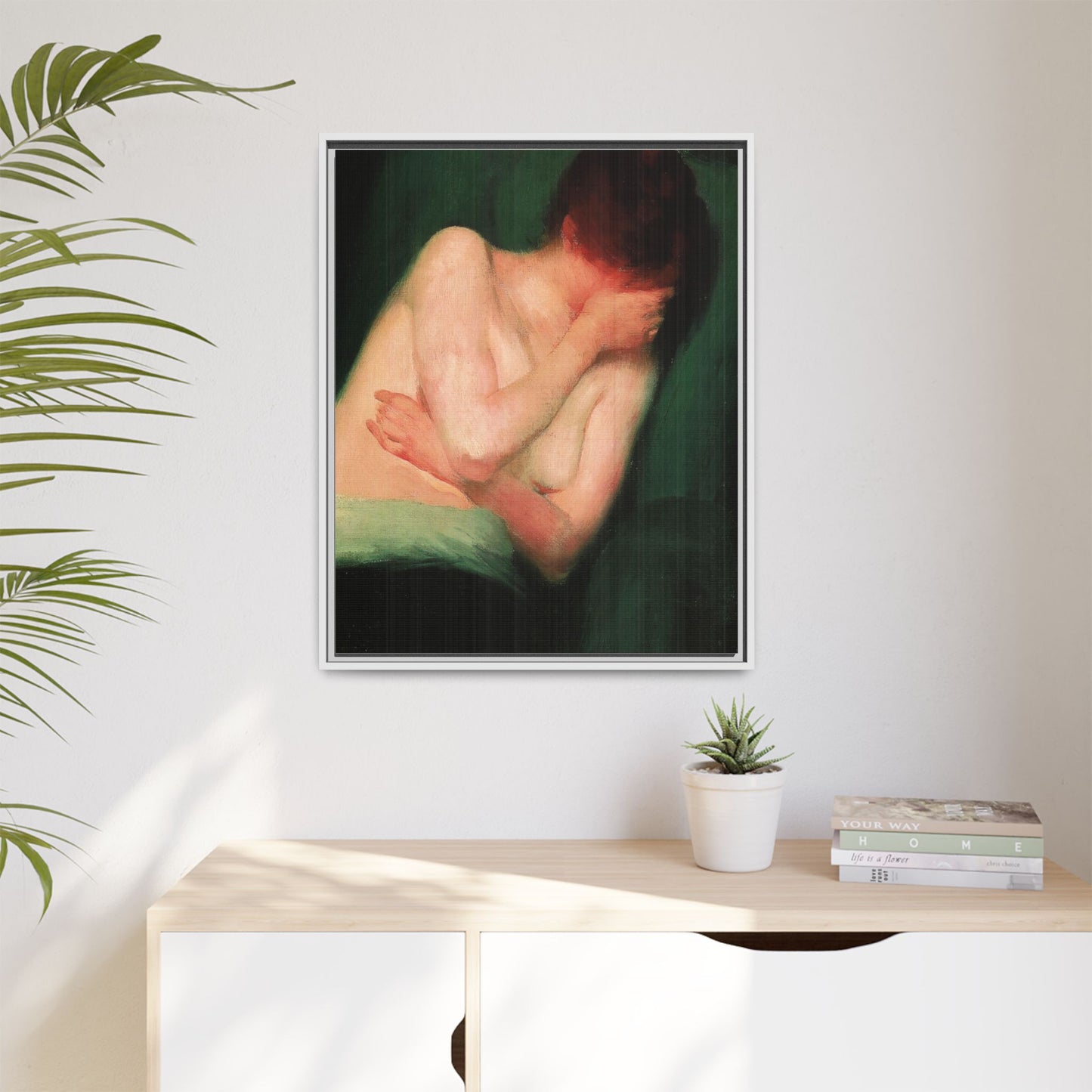 Female Nude by János Vaszary Framed Matte Canvas Wall Art Print