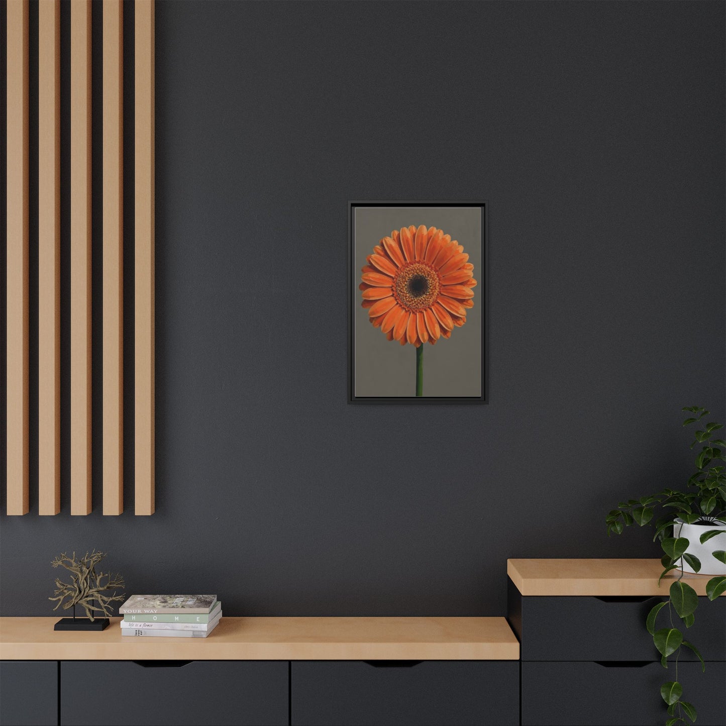 Orange Gerbera Daisy Matte Canvas Print (Framed)