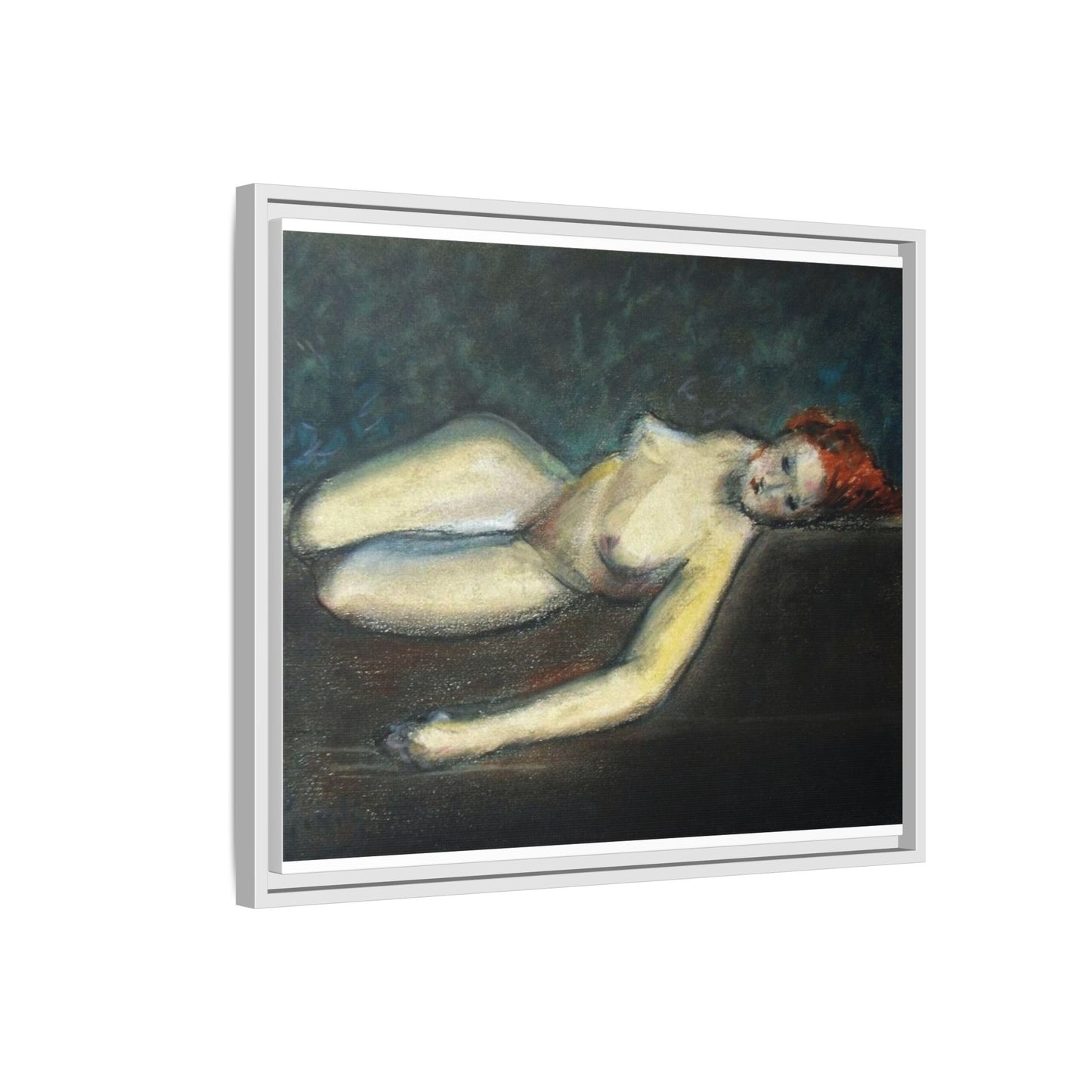 Lying nude by Paul Gosselin Framed Matte Canvas Wall Art Print