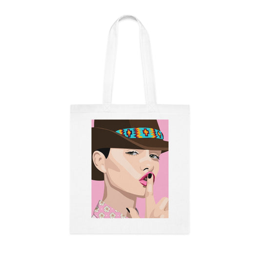 Pop Art Woman Tote Bag — Stylish Retro Portrait Cotton Shopper