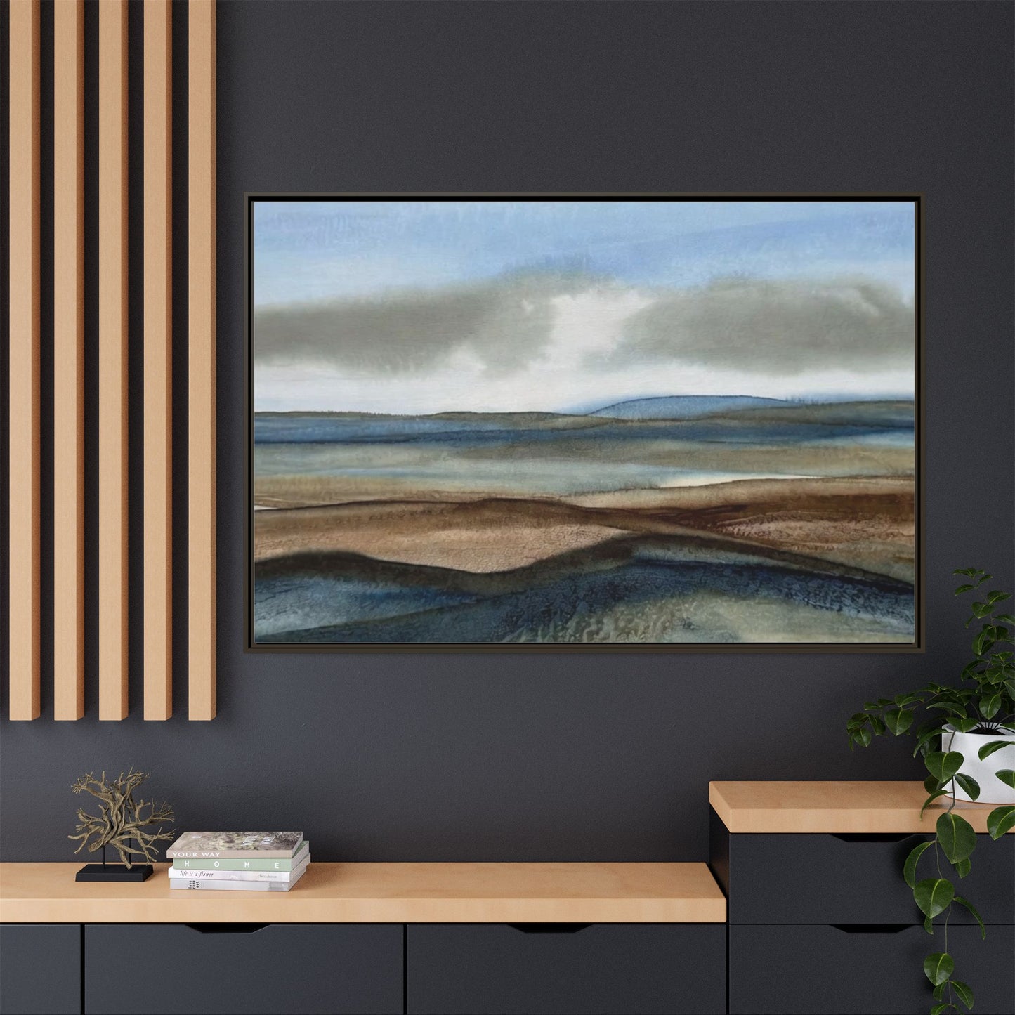Matte Canvas Landscape, Framed (Multi-color)