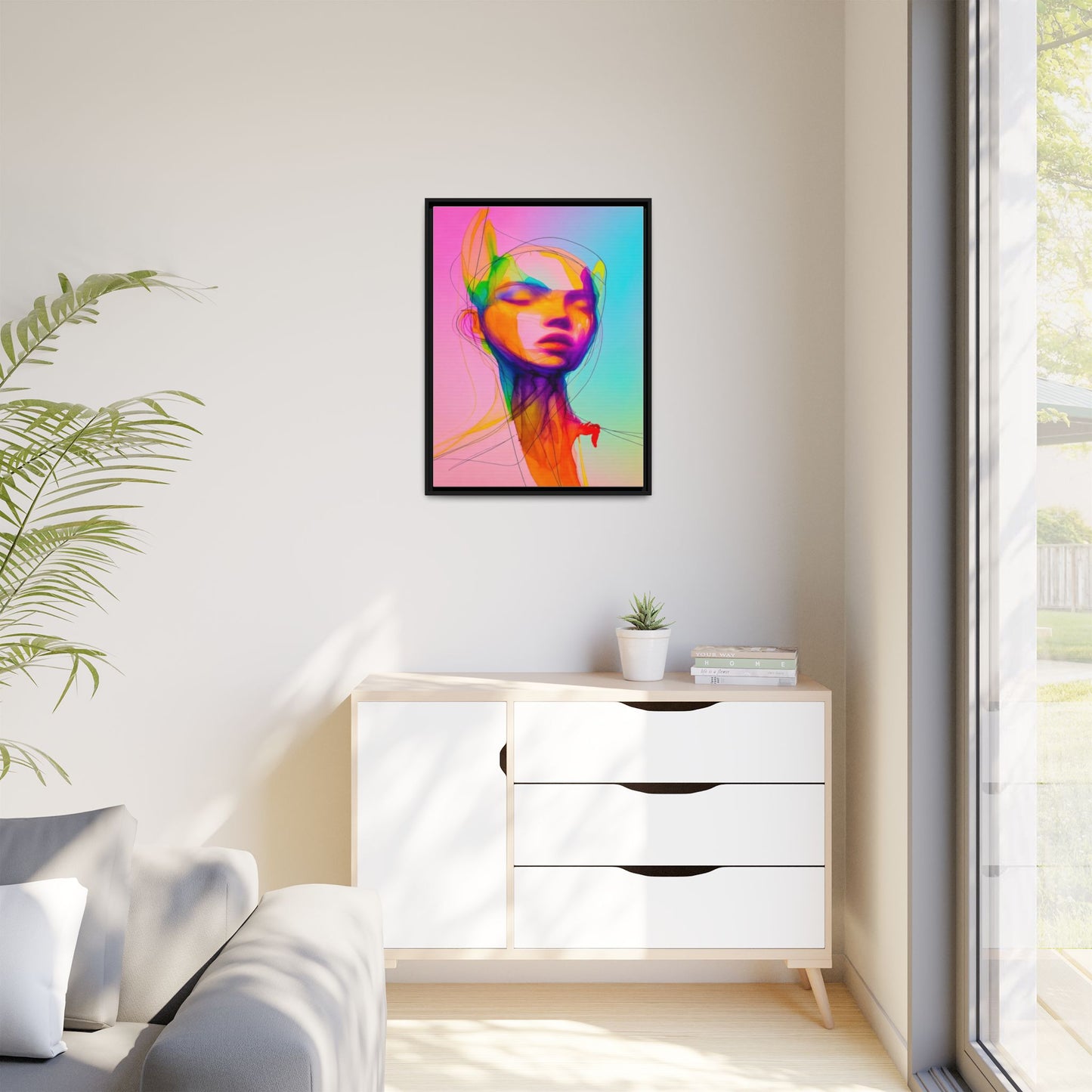 Framed Matte Canvas Art — Vibrant Abstract Portrait Wall Print
