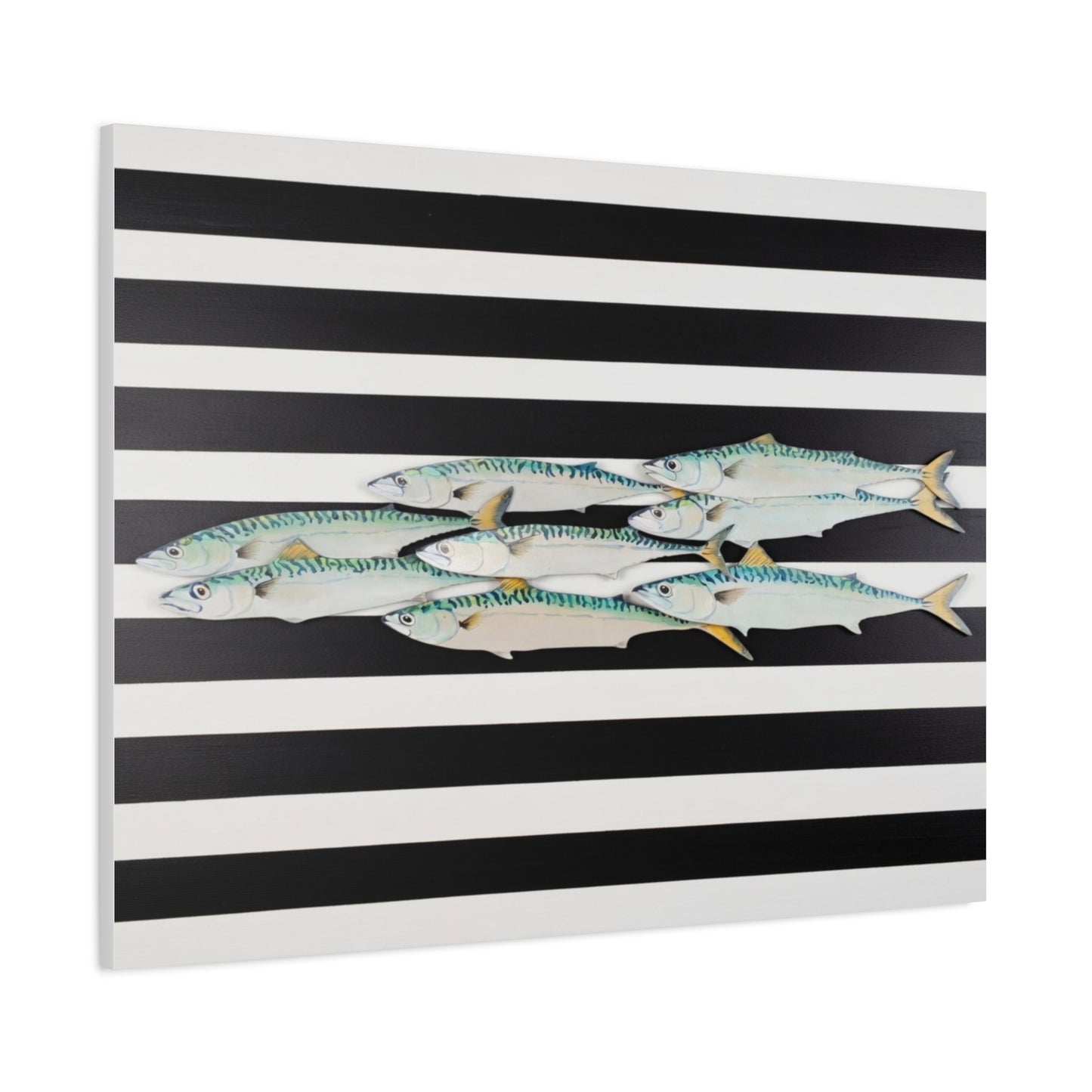 Striped Mackerel School Matte Canvas Print