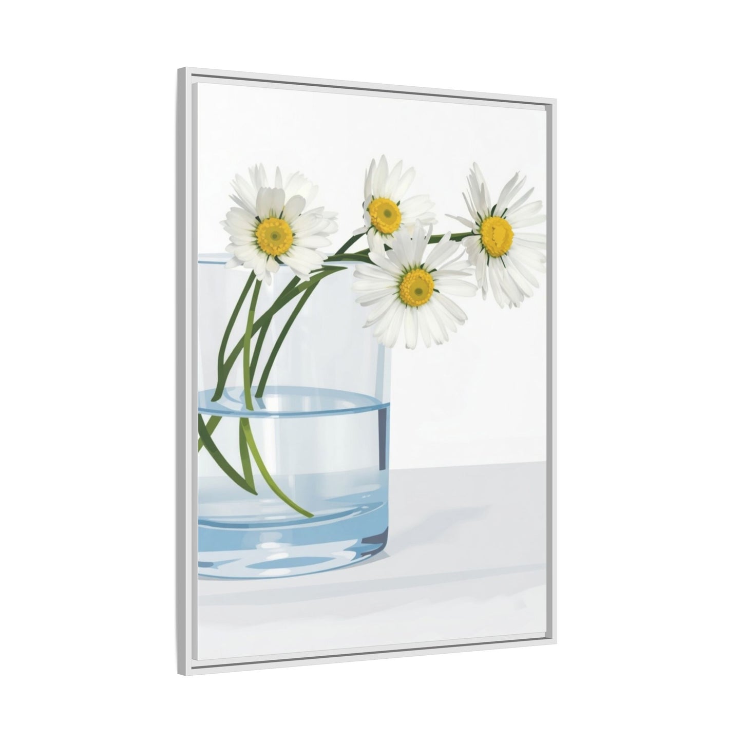 Framed Daisy Canvas Print — Minimal Botanical Wall Art