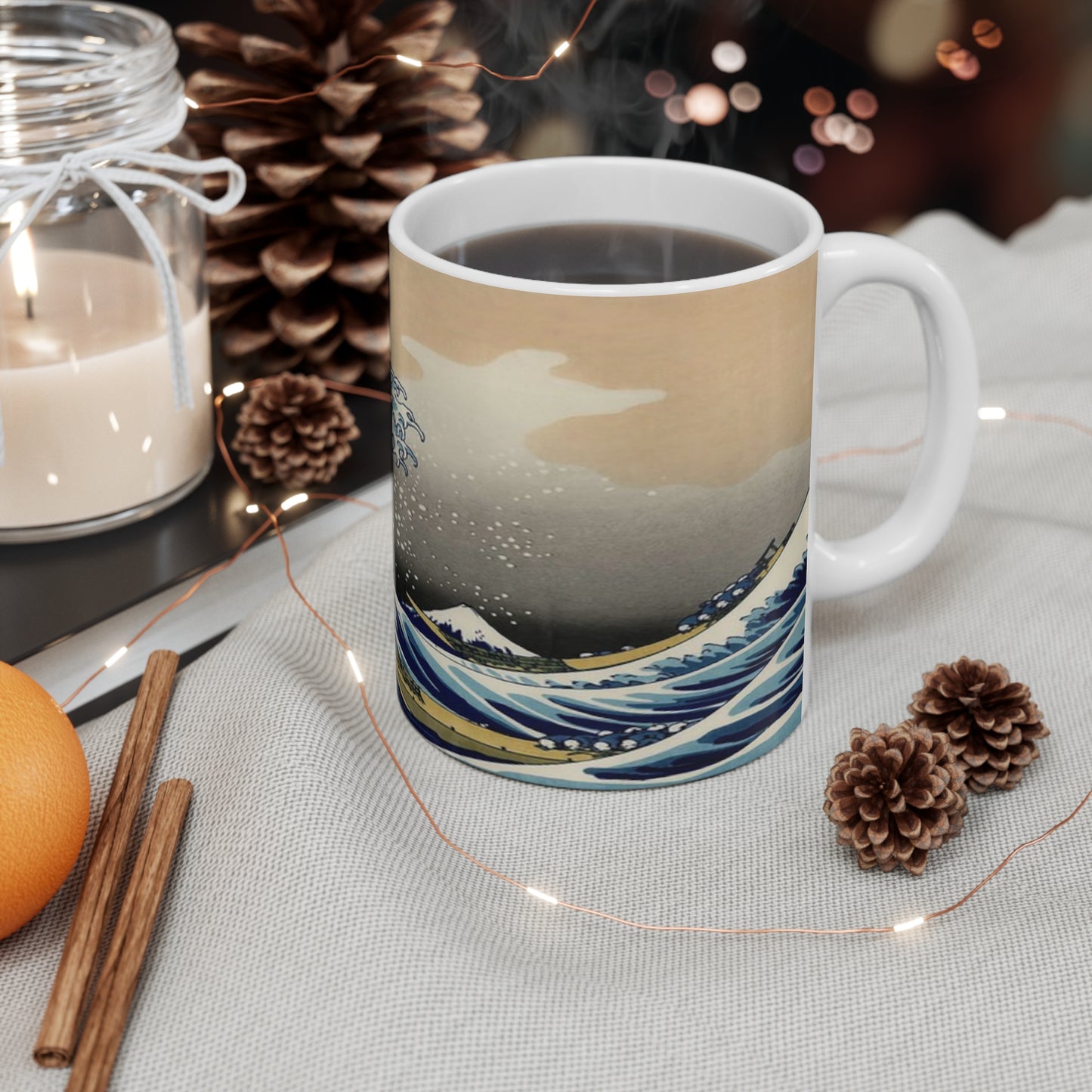 Great Wave Ceramic Coffee Mug — Hokusai Inspired 11oz Art Mug