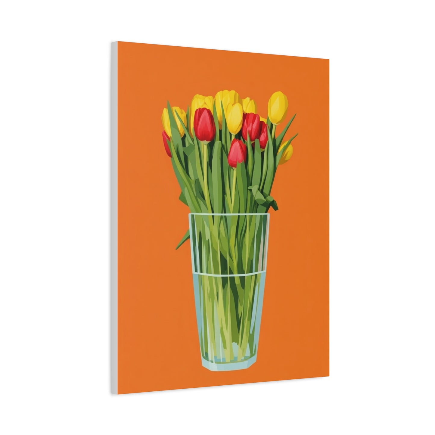 Tulip Bouquet Canvas Wall Art – Glass Vase on Orange