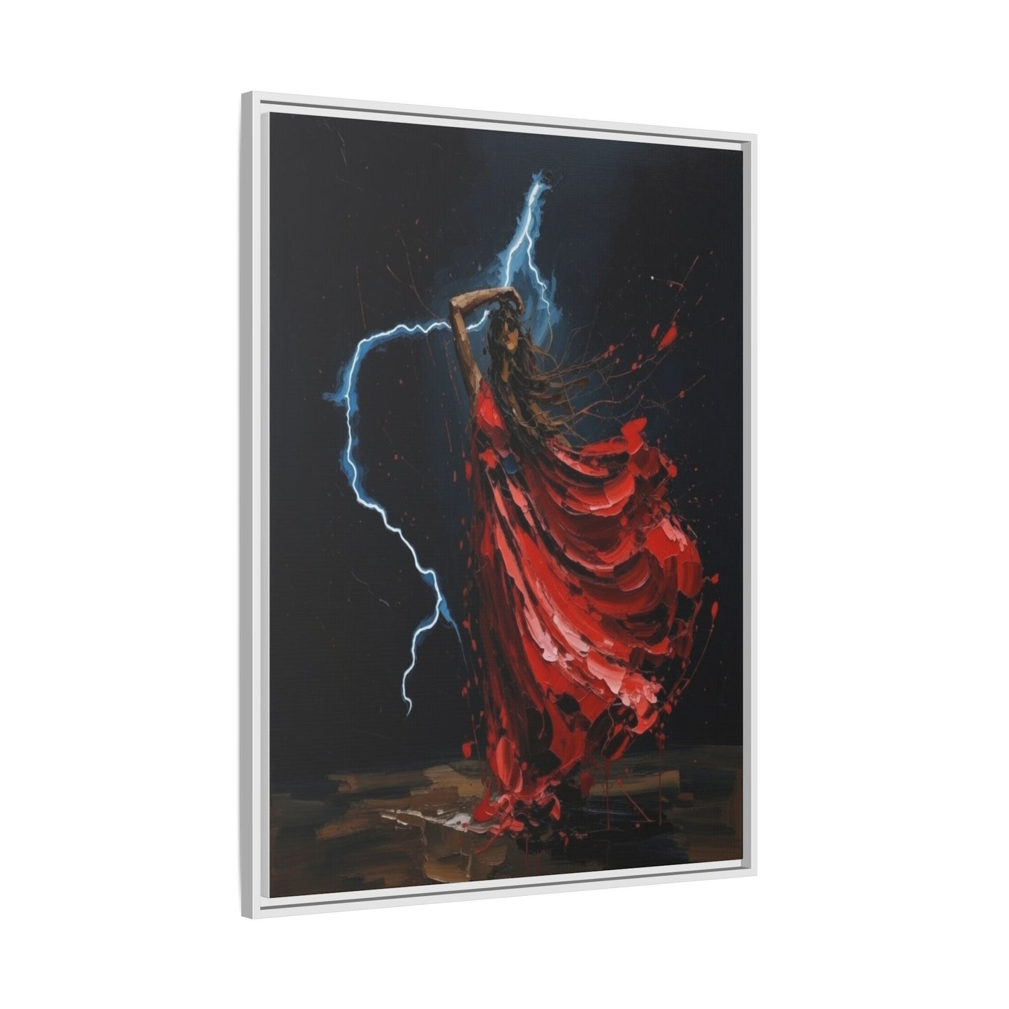 Framed Matte Canvas Print — Red Dancer Lightning Art