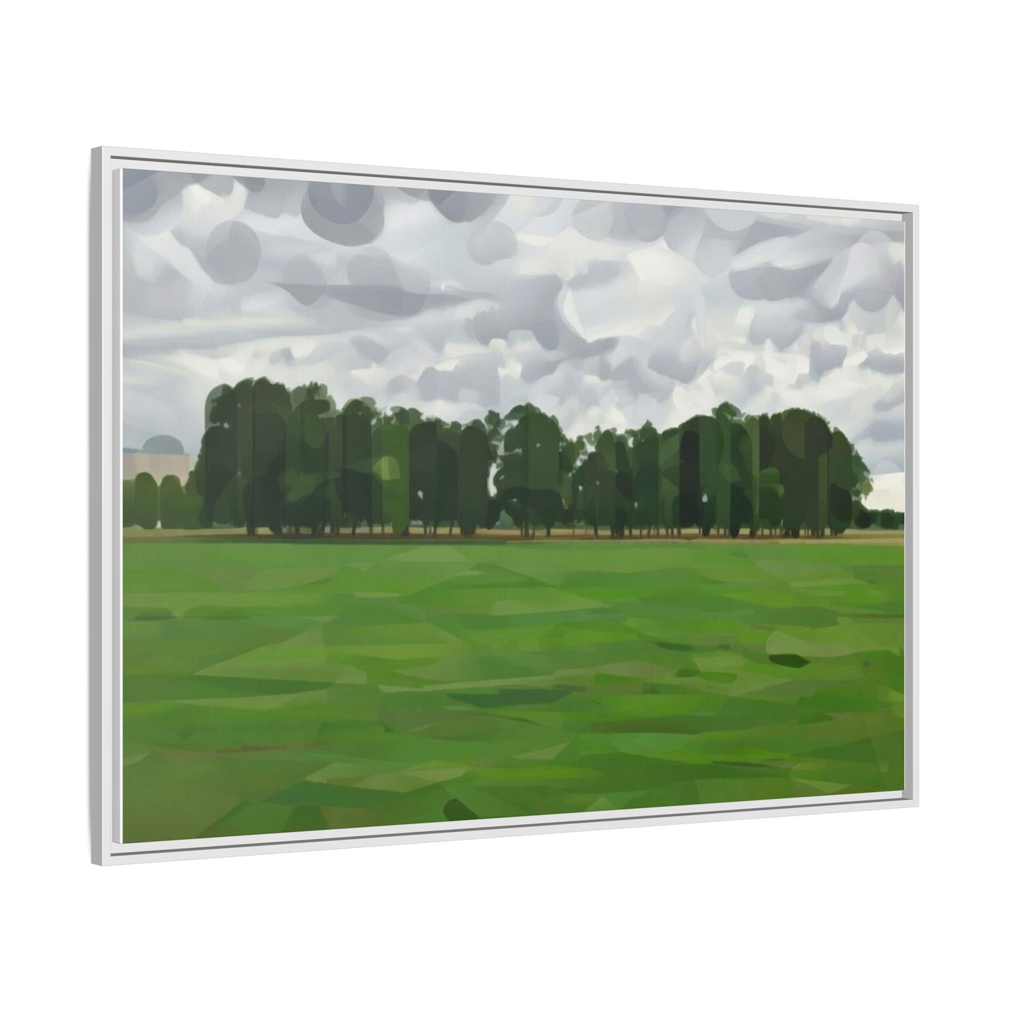 Framed Matte Canvas Print — Minimalist Green Landscape Art