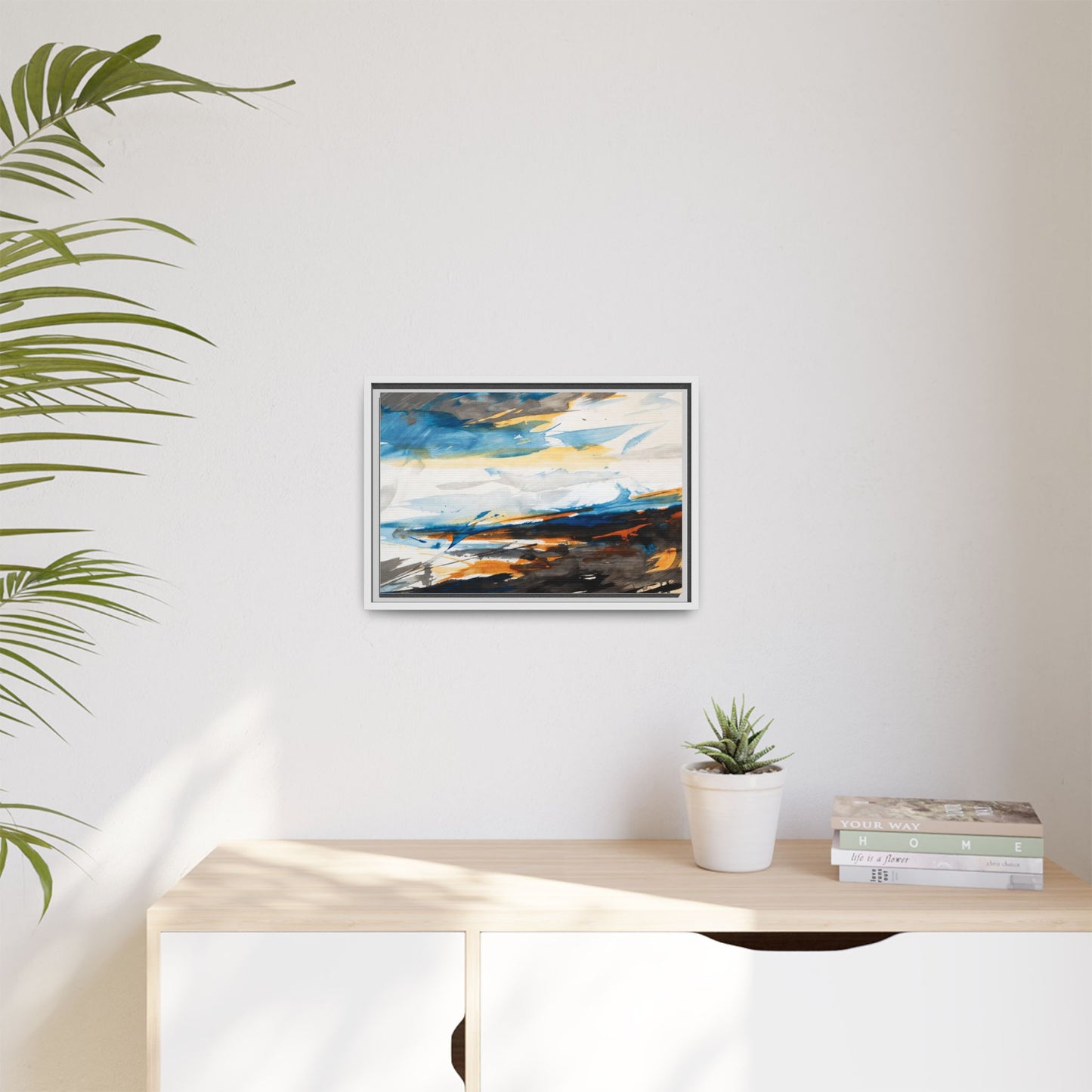 Abstract Coastal Waves Matte Canvas Framed Wall Art