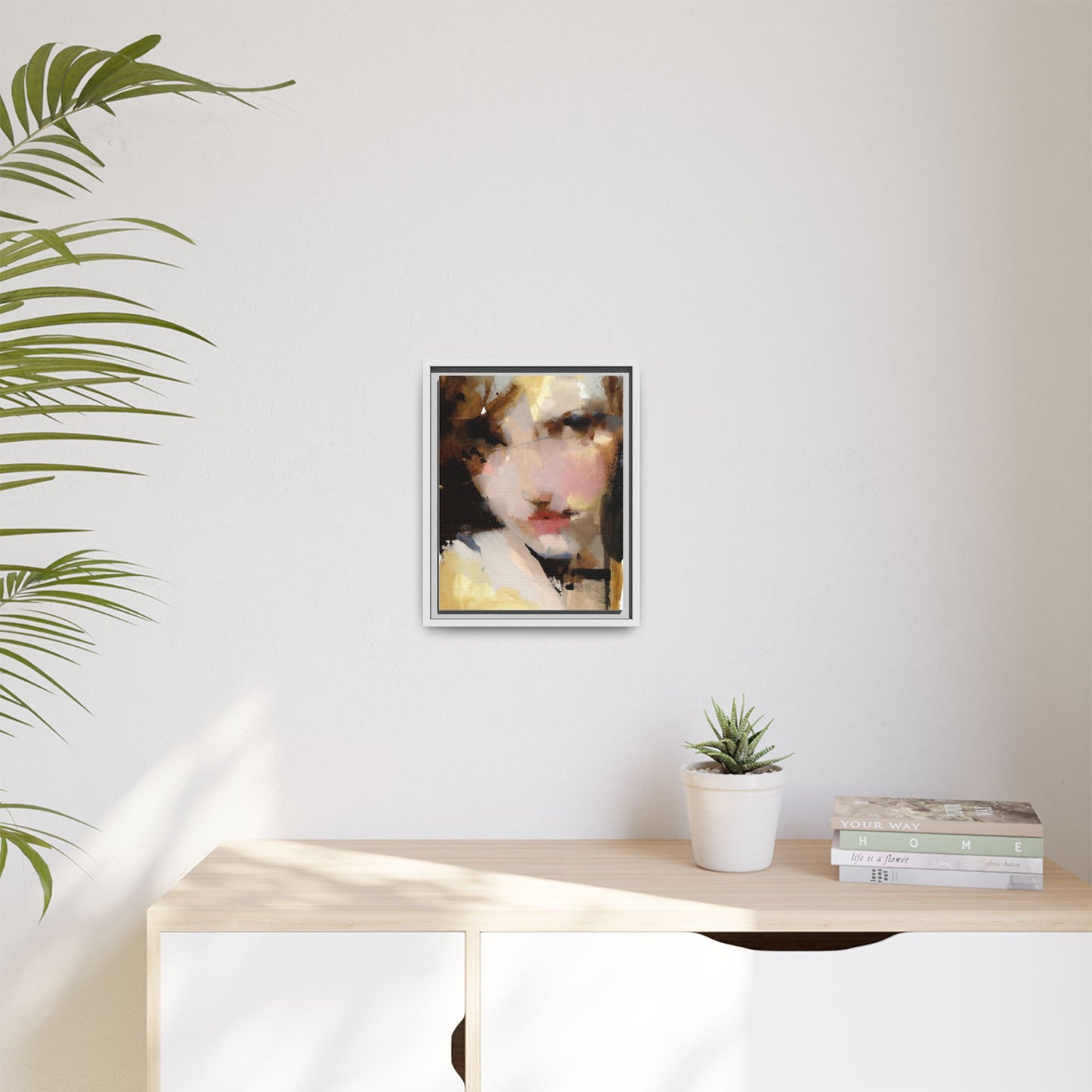 Abstract Portrait Matte Canvas Framed Print — Modern Feminine Wall Art